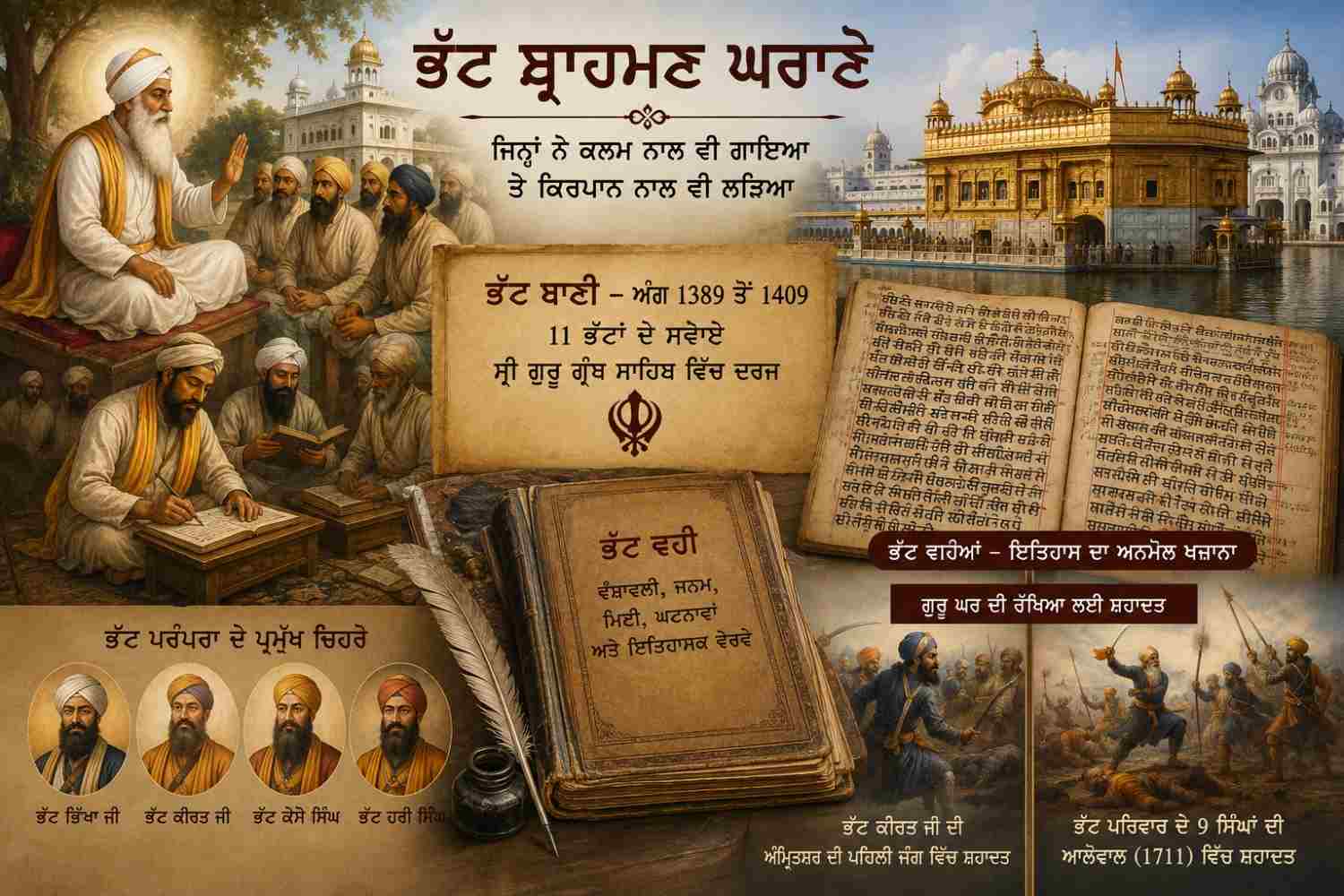 ਕਲਮ ਅਤੇ ਕਿਰਪਾਨ ਨਾਲ ਗੁਰੂ ਘਰ ਦੀ ਸੇਵਾ ਨਿਭਾਉਣ ਵਾਲਾ:‌ ਭੱਟ ਬ੍ਰਾਹਮਣ ਘਰਾਣਾ‌