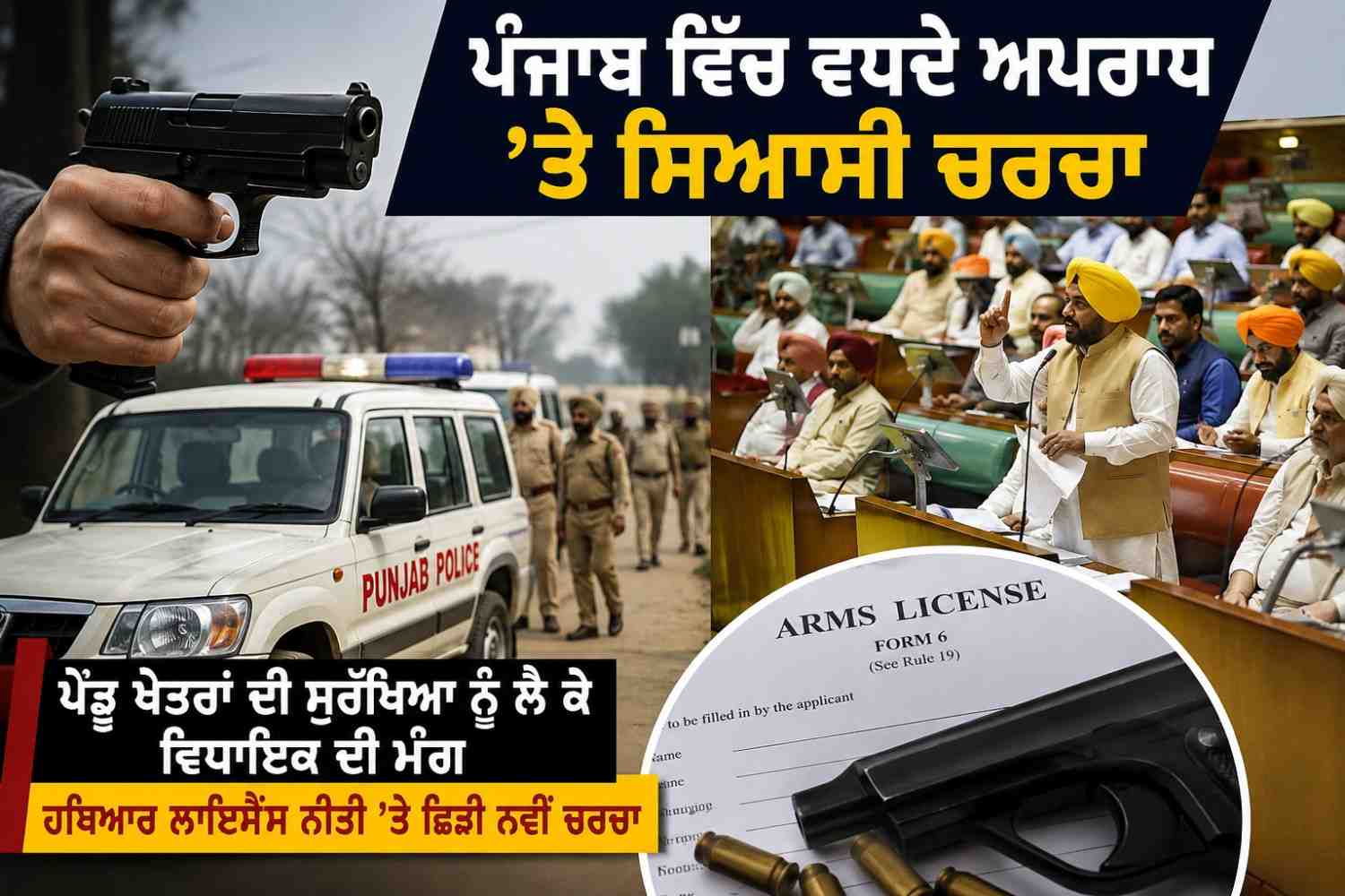 ਪੰਜਾਬ ਵਿੱਚ ਵਧਦੇ ਅਪਰਾਧ 'ਤੇ ਵਿਧਾਨ ਸਭਾ ਵਿੱਚ ਗੂੰਜਿਆ ਮੁੱਦਾ, ਹਥਿਆਰ ਲਾਇਸੈਂਸ ਨੀਤੀ 'ਤੇ ਛਿੜੀ ਨਵੀਂ ਚਰਚਾ